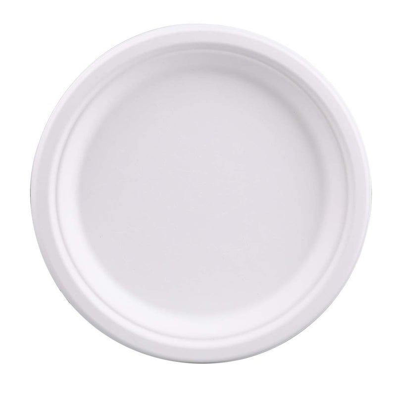 Bekith 150 Pack 10-Inch Paper Plates Biodegradable Disposable Round Plates, Natural Compostable Plant Fiber Plate - Great for Lunch and Dinner Parties, White - Image 2